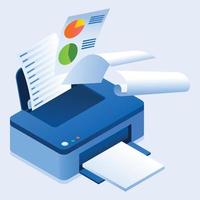 Office printer icon, isometric style vector