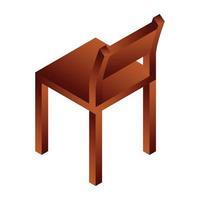 icono de silla de madera, estilo isométrico vector