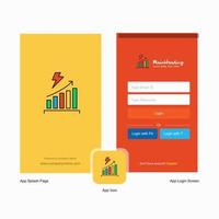 Company Graph rising Splash Screen and Login Page design with Logo template Mobile Online Business Template vector