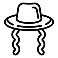 icono de sombrero judío, estilo de esquema vector