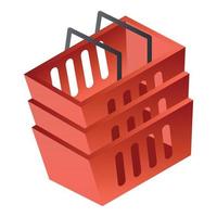 icono de cesta de la tienda roja, estilo isométrico vector