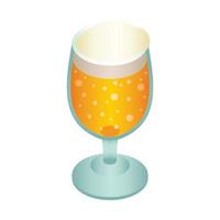 Glass of yellow beer icon, isometric style vector