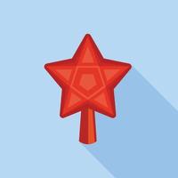 Red star fir tree icon, flat style vector