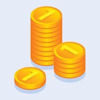 Gold money coins icon, isometric style vector