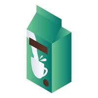 Green milk package icon, isometric style vector