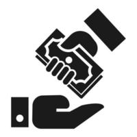 Hand give bribery money icon, simple style vector