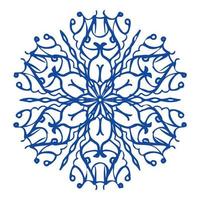 Blue snowflake icon, simple style vector