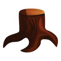 Brown tree stump icon, cartoon style vector