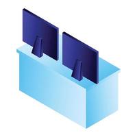 Computer monitor on table icon, isometric style vector