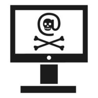 Hacked computer icon, simple style vector