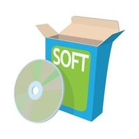 Box with a soft disc icon, cartoon style vector