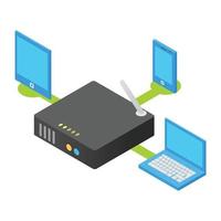 Wireless router isometric icon vector