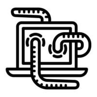 Computer worm icon, outline style vector