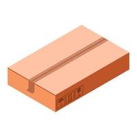 Fragile cardboard icon, isometric style vector