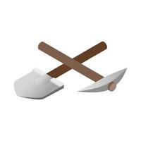 Crossover pickaxe shovel 3d isometric icon vector