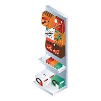Small supermarket shelf icon, isometric style vector