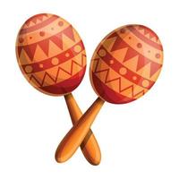 Maracas mexican icon, cartoon style vector