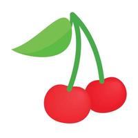 A couple of red cherries isometric 3d icon vector