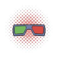 3D glasses comics icon vector