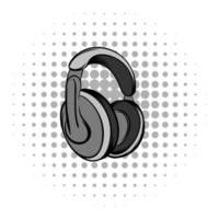 icono gris de los cómics de los auriculares grandes vector