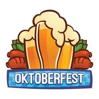 Oktoberfest bavarian logo, cartoon style vector