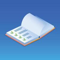 Note book checklist icon, isometric style vector