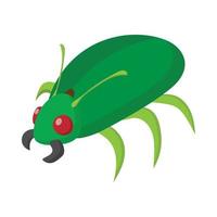 icono de insecto verde, estilo de dibujos animados vector