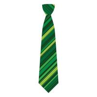 Green striped tie icon, flat style vector