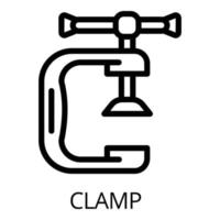 Metal clamp icon, outline style vector