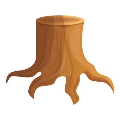 Ground tree stump icon, cartoon style