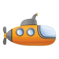 icono de submarino amarillo, estilo de dibujos animados vector