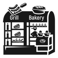 icono de panadería de parrilla callejera, estilo simple vector