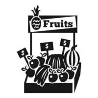 icono de quiosco de frutas, estilo simple vector