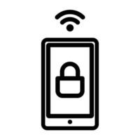 Smartphone wireless lock icon, outline style vector