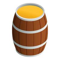 Honey wood barrel icon, isometric style vector