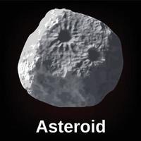 Asteroid icon, realistic style vector
