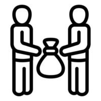 Two man bribery icon, outline style vector