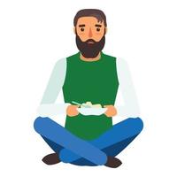 Refugee man eat icon, flat style vector