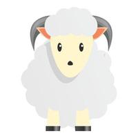 White sheep ram icon, cartoon style vector