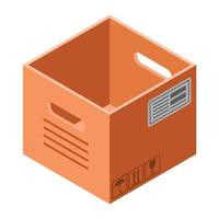 icono de caja de cartón vacía, estilo isométrico vector