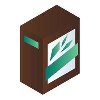 icono de caja de té verde, estilo isométrico vector