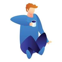 Man drink coffee icon, isometric style vector