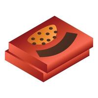 Chocolate box stack icon, isometric style vector