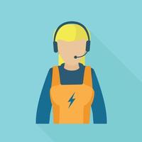 Electric call center woman icon, flat style vector