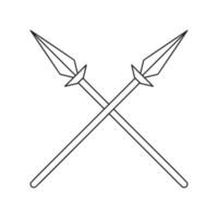 Two crossed spears thin line icon vector