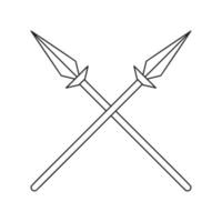 Two crossed spears thin line icon vector