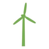 Green wind turbine icon, simple style vector