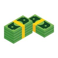 Stacks of dollars isometric 3d icon vector