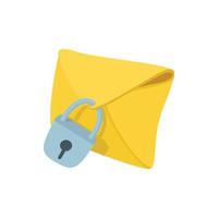 Yellow envelope with padlock icon, cartoon style vector