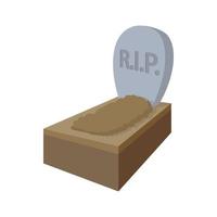 Tombstone with RIP icon, cartoon style vector